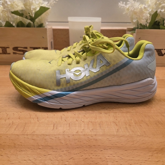 HOKA One One Rocket X Unisex Running Shoes Yellow/Aqua Mens Size 7.5